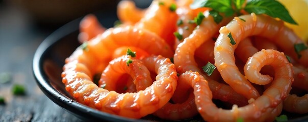 Freshly Caught Calamari Glistening Seafood Ready for Preparation. Close-up showcasing vibrant color and texture, perfect for culinary websites, restaurant menus, and Mediterranean recipes.