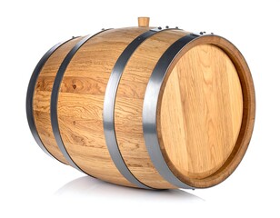 Light oak wooden barrel, full view
