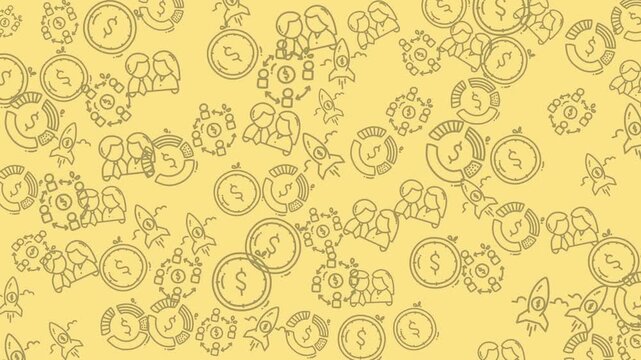 Patterned finance background with dollar sign and star illustrations on yellow