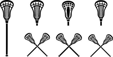 lacrosse stick glyph flat vector icon