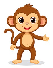 Obraz premium Cute cartoon monkey, welcoming pose