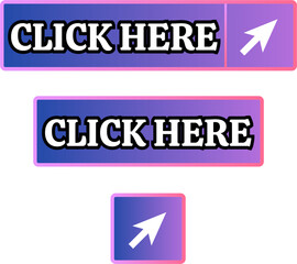 Click Here Button Set on Gradient Background Pointer Arrow Interface Modern Website Design Call to Action Icon Graphic Element Vector.