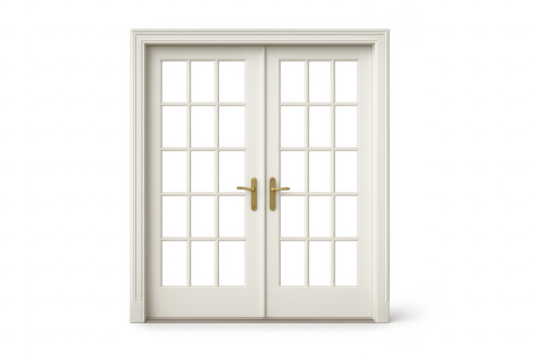 White classic double French door with transparency
