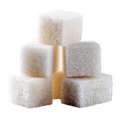 Close up of Stacked Sugar Cubes on transparent background Still Life