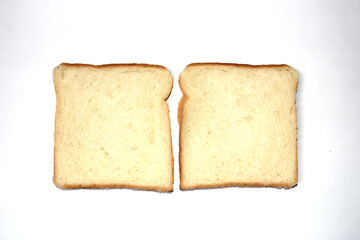 Two Bread slices on a white background