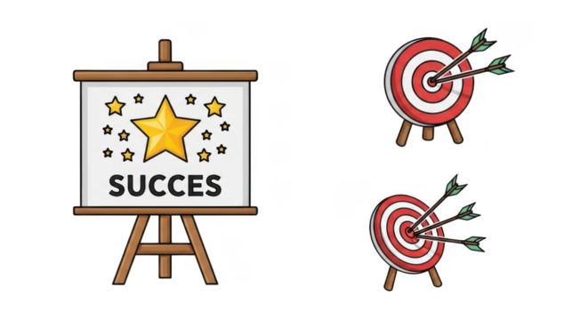 Achieve your goals with a star-studded success presentation and bullseye darts