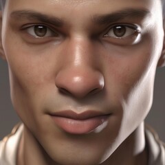 A highly detailed, hyper-realistic close-up portrait of an AI-generated human face. This digital artwork features lifelike skin textures, expressive eyes, and natural lighting.