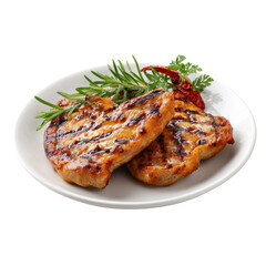 Grilled pork chops with rosemary and pepper ready to eat