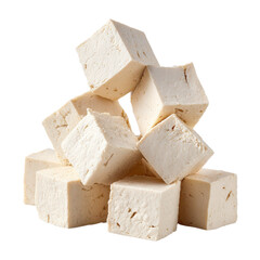 Fresh Tofu Cubes Stacked ontransparent background Healthy Vegan Food