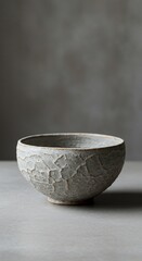 Textured Ceramic Bowl: A close-up shot of a beautifully crafted ceramic bowl with a unique, textured surface, exuding a sense of artisan craftsmanship.