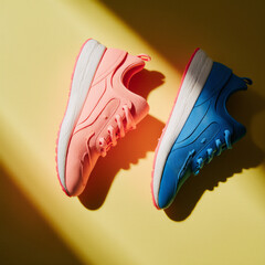 Pink and Blue Sneakers Minimal Fashion Photo