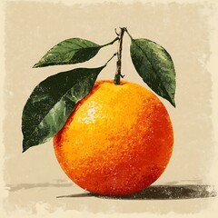 Vintage Style Illustration of Orange Fruit