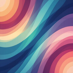 Colorful abstract wave background with gradient curves and layered geometric shapes in vibrant pastel tones, modern digital art design for creative concepts, wallpapers, and visual branding