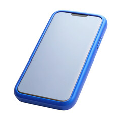 3d modern blue smartphone with sleek minimalist design isolated on transparent background