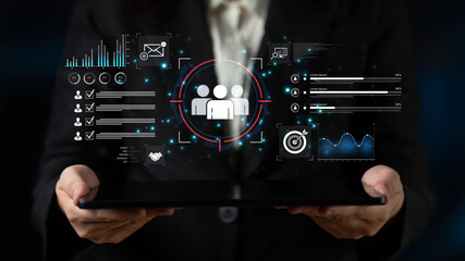 A dashboard for customer relationship management (CRM). The data analysis and market research help to identify a target audience and understand customer reviews and behavior. Fermion