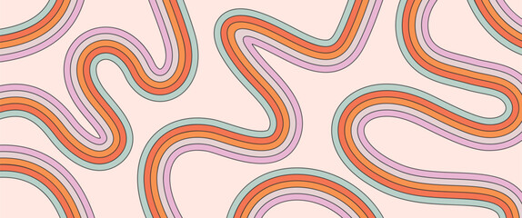 Abstract background with groovy rainbow stripes.