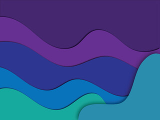 Abstract colorful paper cut background with purple, blue and green layers