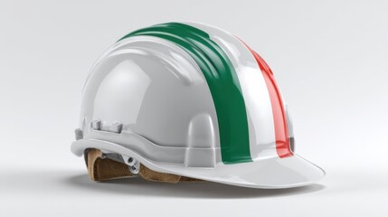 Fototapeta premium Hard hat with green and red stripes designed for construction safety and worker protection