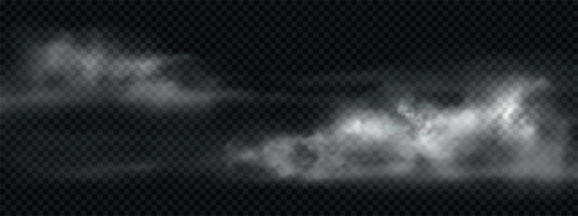 Realistic thick smoke on floor. Vector background.
