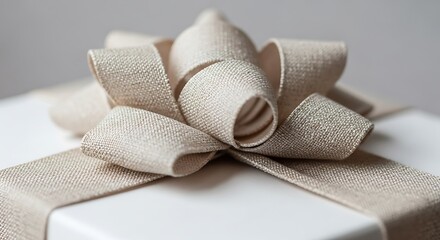 Gift Wrapped in Burlap Ribbon A Rustic Elegance Close-Up