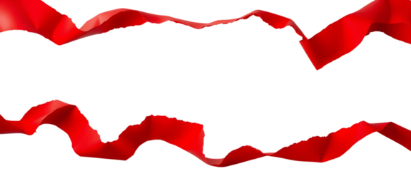 Set of red torn or ripped paper isolated on transparent background realistic torn red paper edges To