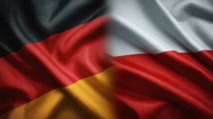 Flags of Germany and Poland displayed together symbolizing unity and cooperation between the two nations