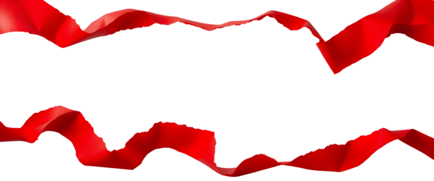 Set of red torn or ripped paper isolated on transparent background realistic torn red paper edges To