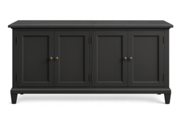 Dark wood console table offering storage solution