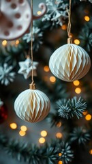 Scandinavian christmas paper honeycomb ornaments Modern christmas decoration minimalist and plastic