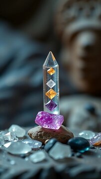 Healing chakra crystals therapy Alternative rituals gemstones for wellbeing meditation destress vert
