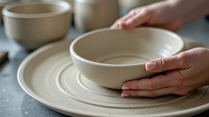 hands of a potter at work