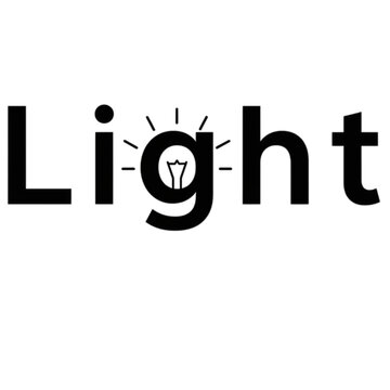 Creative typography logo design of the word light with an integrated lightbulb.