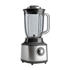 Modern silver kitchen blender on a transparent background studio shot