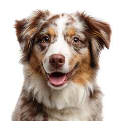 Adorable red merle Australian Shepherd dog portrait with expressive eyes