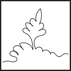 Abstract Continuous Line Drawing of a Stylized Plant or Leaf Formation single line