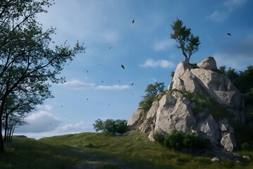 mountain landscape with blue sky