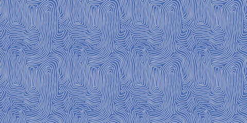 Vector seamless pattern design element with wavy lines. Decorative blue texture background with organic curved shapes, modern print. Stylish repeated design for textile, fabric, interior decor, wrap