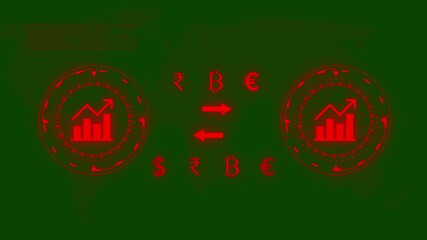 Global finance exchange concept with rising stock charts and currency symbols dollar rupee - Powered by Adobe