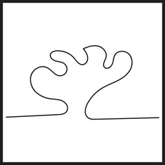 Abstract Continuous Line Drawing of a Wavy Organic Shape on White Background single line
