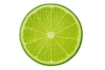 Fresh green lime slice with juicy pulp and soft pith, highlighting healthy eating choices on transparent background