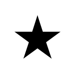 Simple black five pointed star shape isolated on transparent background