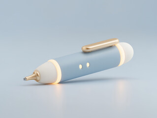 3D ballpoint pen icon with luminous blue glow