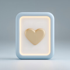 3D heart card icon with luminous blue glow