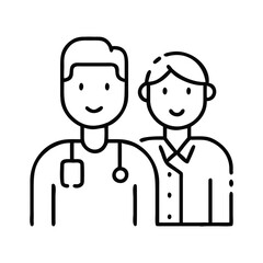 Doctor and patient smiling together in healthcare setting  