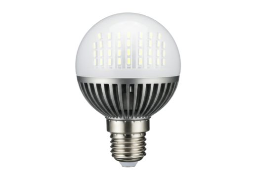 LED light bulb isolated on transparent background, energy-efficient lighting solution for modern homes and eco-friendly designs PNG