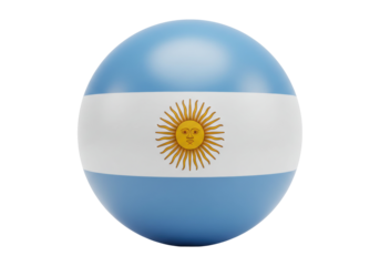 Argentina flag sphere isolated, national symbol of South American country for sports and patriotic themes