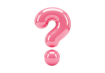 Pink question mark isolated PNG, 3D rendering of a glossy balloon question mark on transparent background, punctuation mark for design