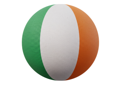Irish flag beach ball PNG isolated on transparent background, inflatable toy for summer fun and St Patrick s Day