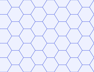 Hexagonal grid or honeycomb structure. Vector endless repeating seamless pattern of rectangular horizontal shape.