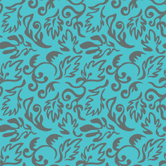 Seamless blooming floral pattern based on hand drawn art ornaments. Colorful flowers on color background. Vector illustration. Simple minimalistic pattern for fabric, textile.